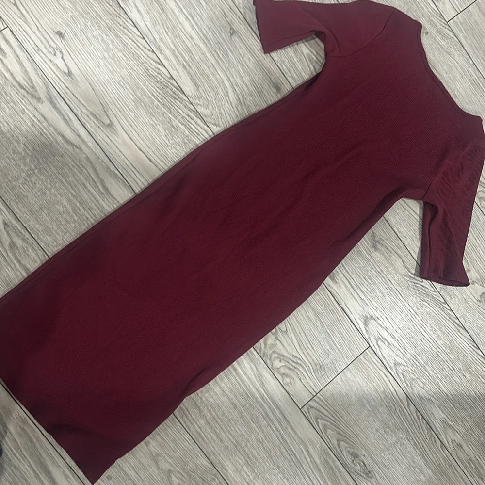 EUC Snatched Midi Dress - Burgundy Bodycon Dress - Picture 6 of 7